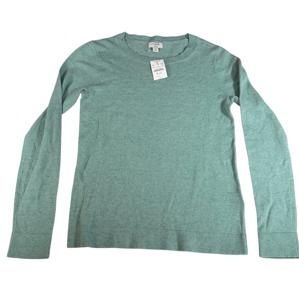 NWT J Crew Teddie light green crew neck wool blend sweater. Sz XS preppy classic